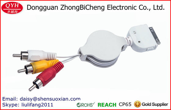 Para os dispositivos estereofónicos 30-Pin retrátil ao cabo do áudio 3rca
