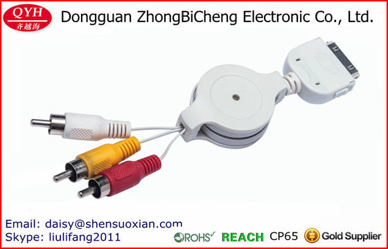 Para os dispositivos estereofónicos 30-Pin retrátil ao cabo do áudio 3rca