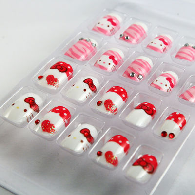 Hello kitty natural Fingers Fake Nails For Kids / artificial nail tip